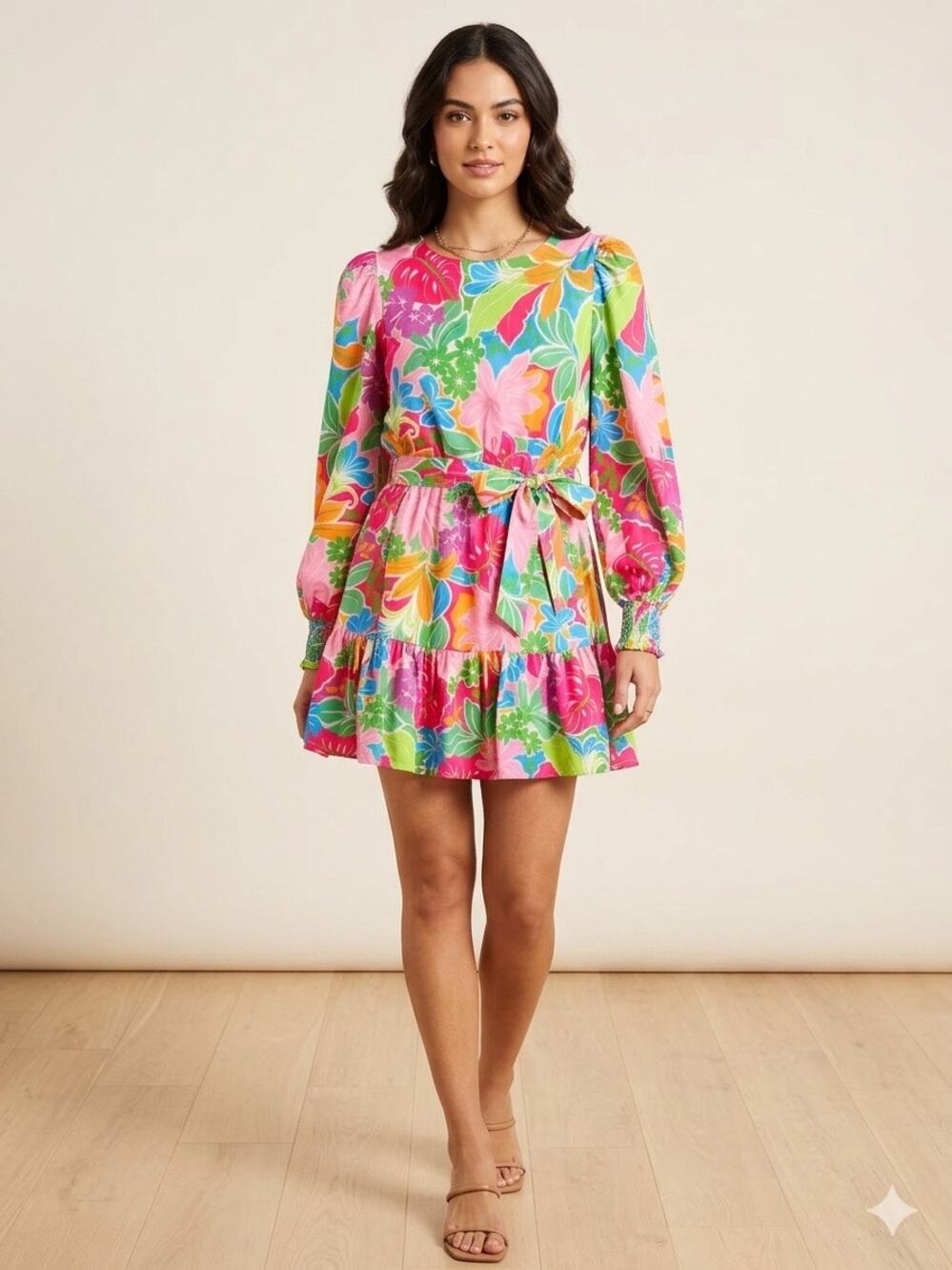 Baltic Born Women’s Large Zaniah Short Dress Floral Botanical Print Colorful New